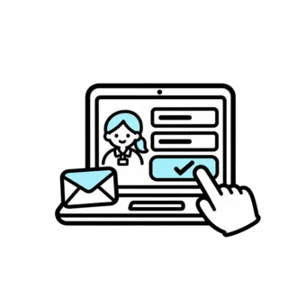 パソコンと書類で登録するイラスト